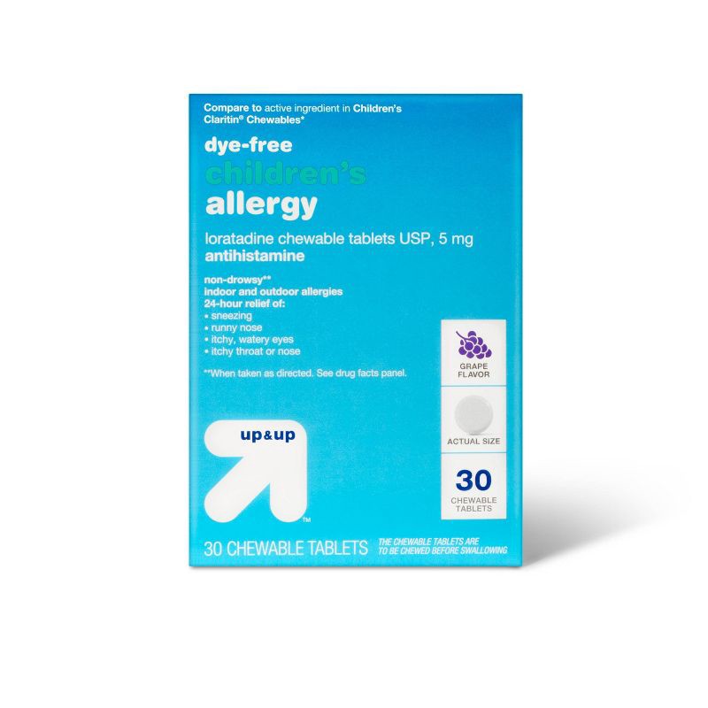 slide 1 of 4, Children's Loratadine Allergy Relief Chewable Tablets - Grape - 30ct - up&up™, 30 ct