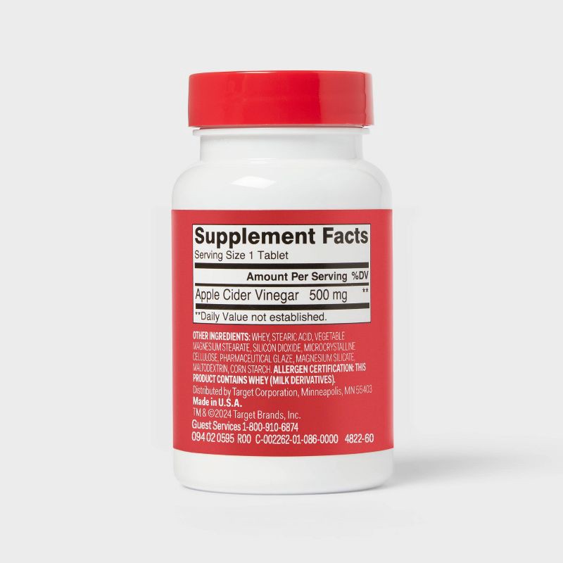 slide 3 of 4, Apple Cider Vinegar Supplement Tablets - 60ct - up&up™, 60 ct