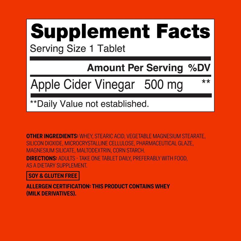 slide 4 of 4, Apple Cider Vinegar Supplement Tablets - 60ct - up&up™, 60 ct