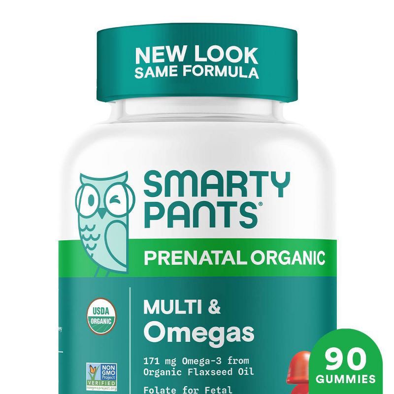 slide 1 of 13, SmartyPants Organic Prenatal Multi & Vegetarian Omega 3 & Folate Gummy Vitamins - 90 ct, 90 ct