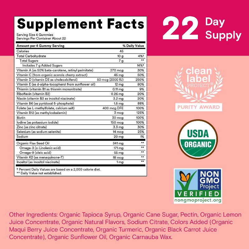 slide 3 of 12, SmartyPants Organic Women's Multi & Vegetarian Omega 3 Gummy Vitamins with D3, C & B12 - 90 ct, 12 x 90 ct