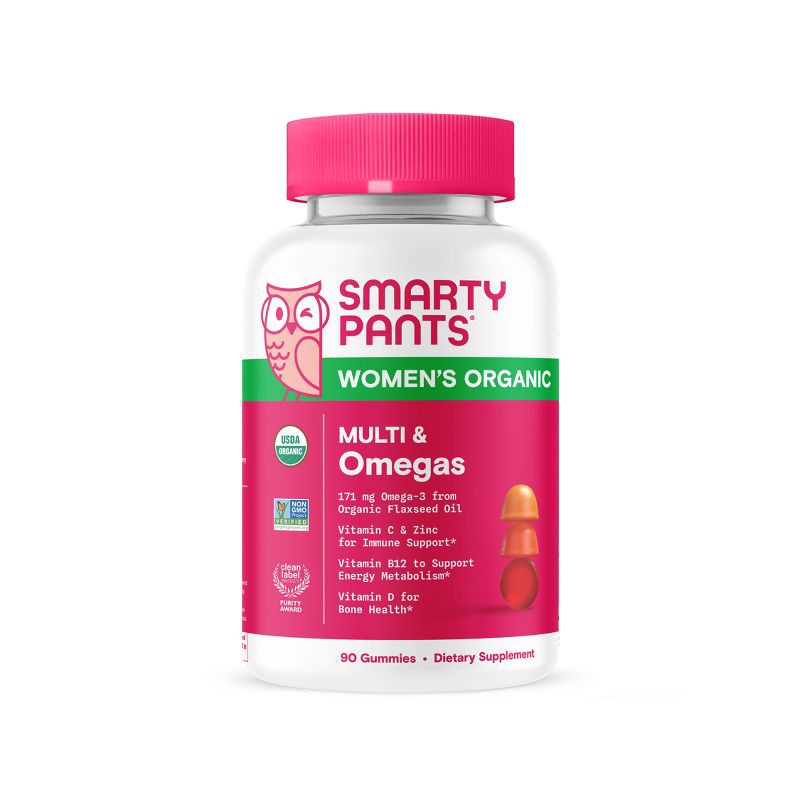 slide 12 of 12, SmartyPants Organic Women's Multi & Vegetarian Omega 3 Gummy Vitamins with D3, C & B12 - 90 ct, 12 x 90 ct