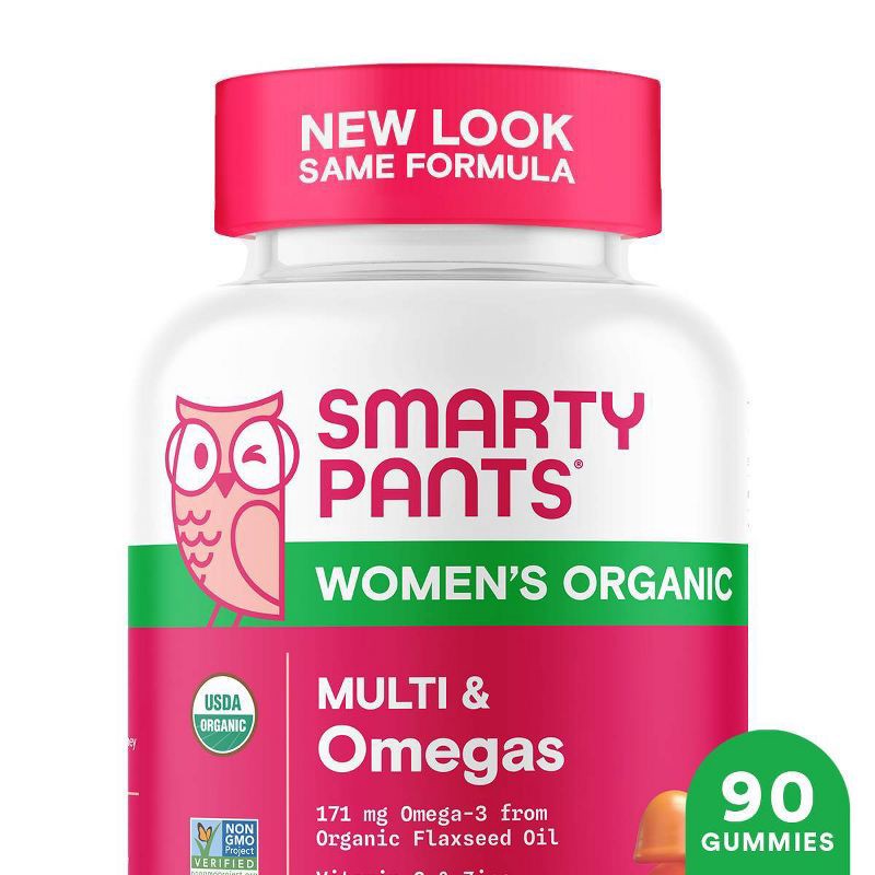 slide 1 of 12, SmartyPants Organic Women's Multi & Vegetarian Omega 3 Gummy Vitamins with D3, C & B12 - 90 ct, 12 x 90 ct