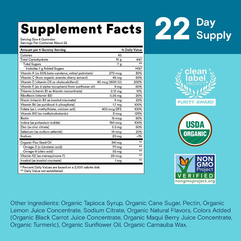 slide 3 of 13, SmartyPants Organic Men's Multi & Vegetarian Omega 3 Gummy Vitamins with D3, C & B12 - 90 ct, 12 x 90 ct