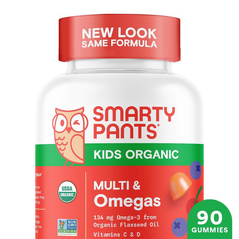 slide 1 of 12, SmartyPants Organic Kids Multi & Vegetarian Omega 3 Gummy Vitamins with D3, C & B12 - 90 ct, 12 x 90 ct