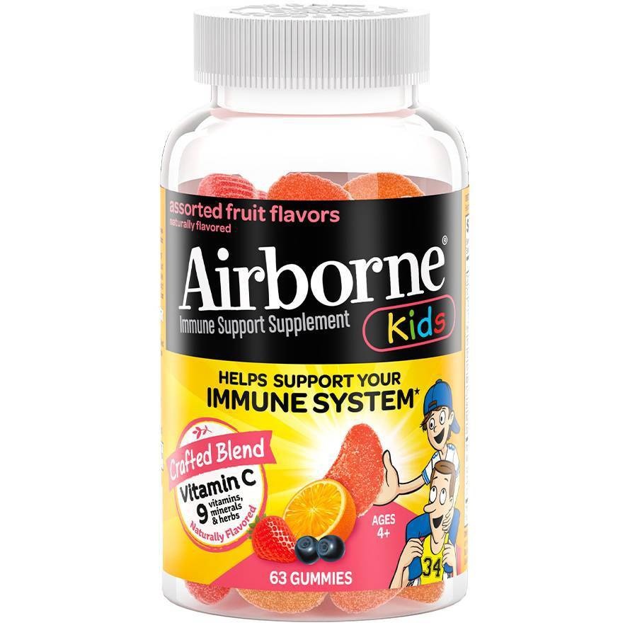slide 1 of 8, Airborne Kids Multivitamin Gummies with Zinc - 63ct, 63 ct
