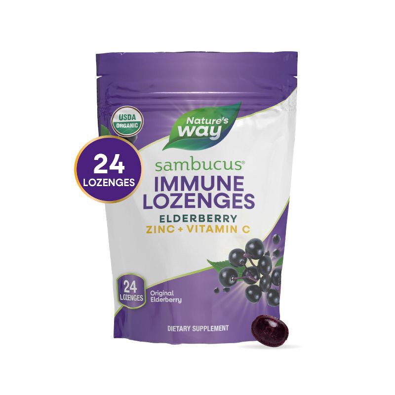 slide 2 of 7, Nature's Way Sambucus Immune Lozenges with Elderberry, Zinc and Vitamin C - 24ct, 24 ct