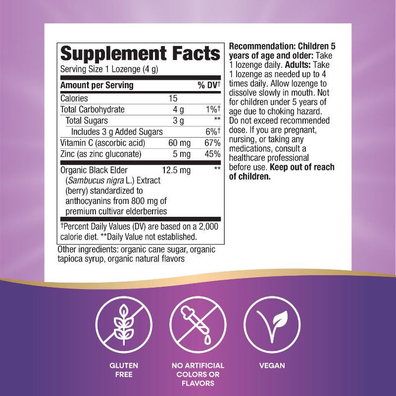 slide 6 of 7, Nature's Way Sambucus Immune Lozenges with Elderberry, Zinc and Vitamin C - 24ct, 24 ct