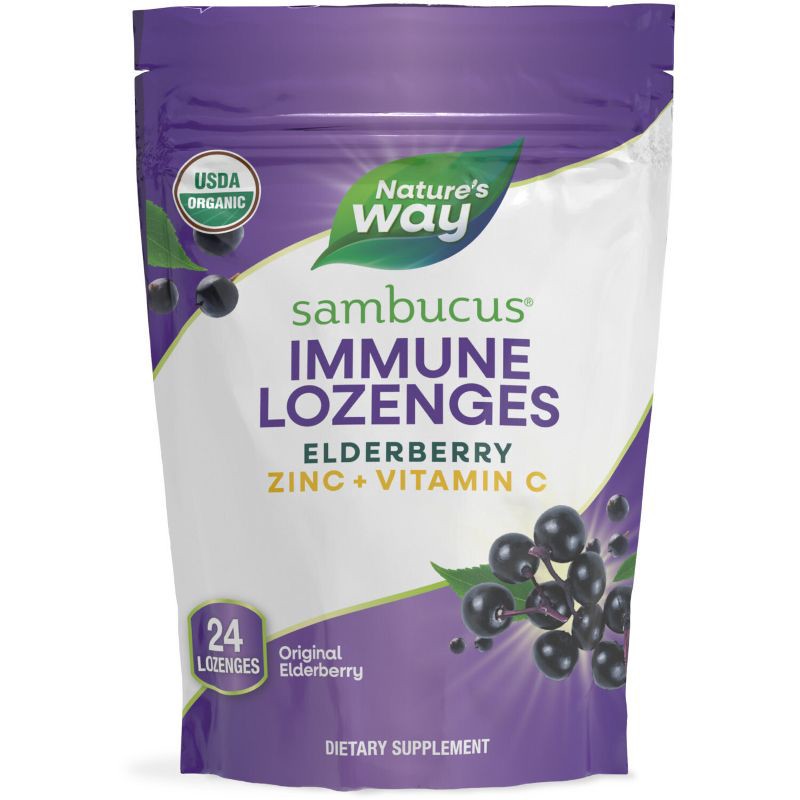 slide 1 of 7, Nature's Way Sambucus Immune Lozenges with Elderberry, Zinc and Vitamin C - 24ct, 24 ct