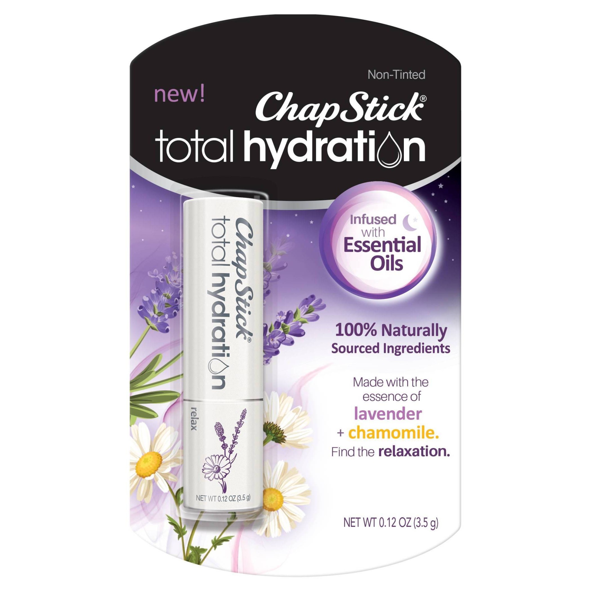 slide 1 of 6, ChapStick Total Hydration Essential Oils Lip Balm Relax, 0.12 oz