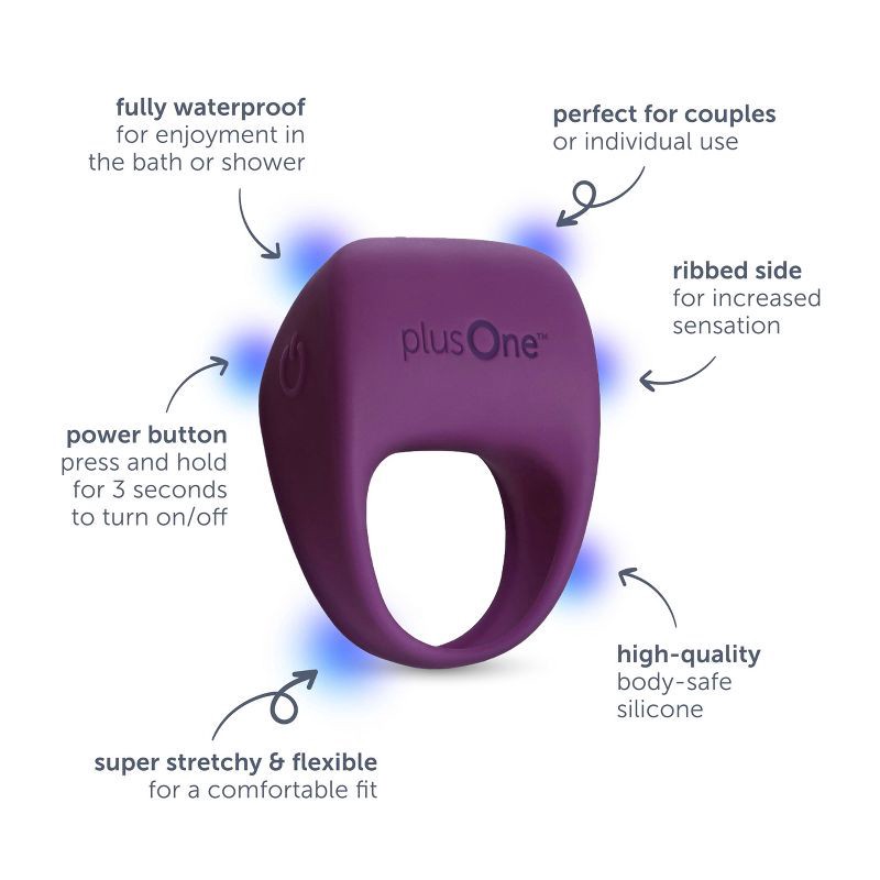 slide 3 of 10, plusOne Waterproof and Rechargeable Vibrating Ring, 1 ct