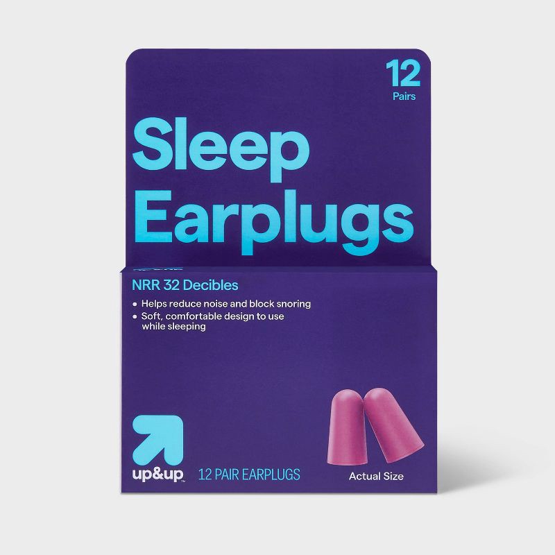 slide 1 of 3, Sleeping Foam Earplugs - 12 Pair - up&up™, 1 ct