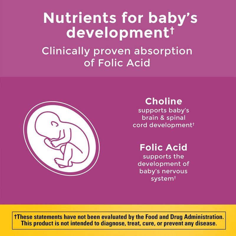 slide 4 of 7, Nature Made Prenatal Gummies, DHA, Folic Acid, Choline, Prenatal Vitamins + Minerals Supplement - 60ct, 60 ct