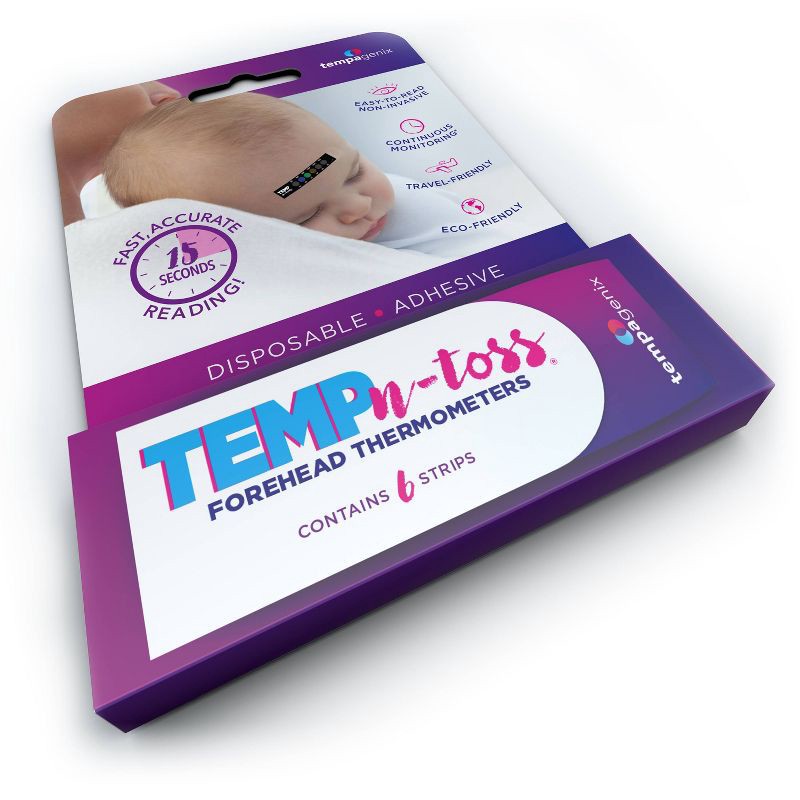 slide 3 of 5, Tempagenix Temp-N-Toss Disposable Forehead Thermometer Strips - 6ct, 6 ct