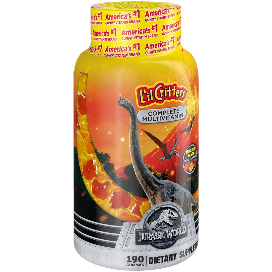 slide 3 of 4, L'il Critters Jurassic World Complete Multivitamin Dietary Supplement Gummies, 190 ct