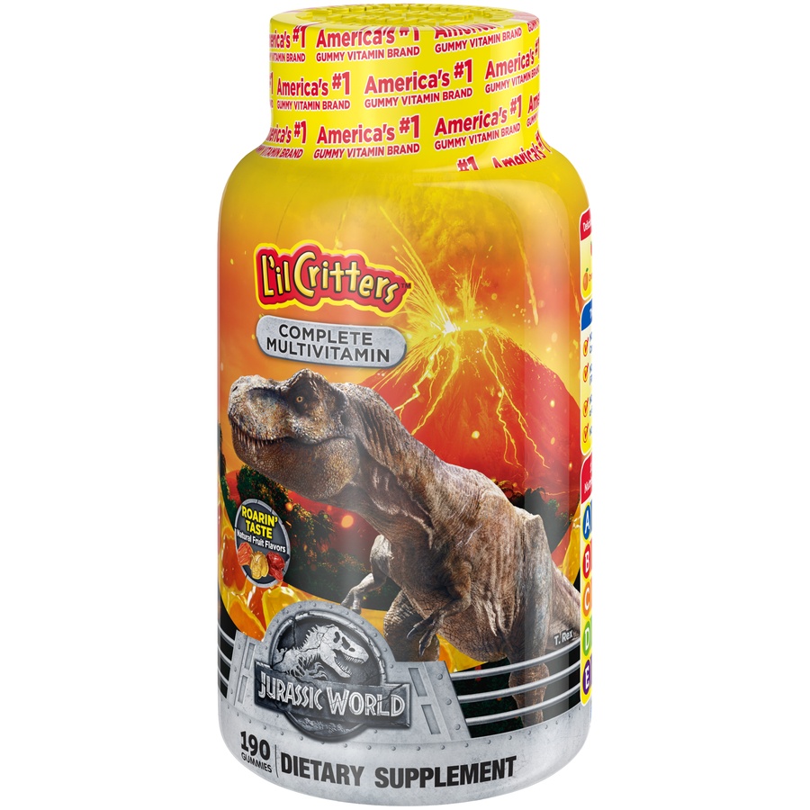 slide 4 of 4, L'il Critters Jurassic World Complete Multivitamin Dietary Supplement Gummies, 190 ct