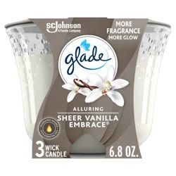 Glade 3 Wick Scented Candle in Glass Jar - Sheer Vanilla Embrace - 6.8oz