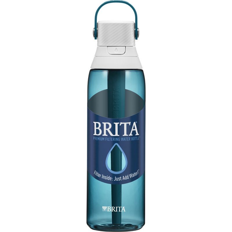 slide 2 of 6, Brita Premium 26oz Filtering Water Bottle with Filter - Seaglass: Reusable Plastic, 2-Month Filter Life, Portable Hydration, 26 oz