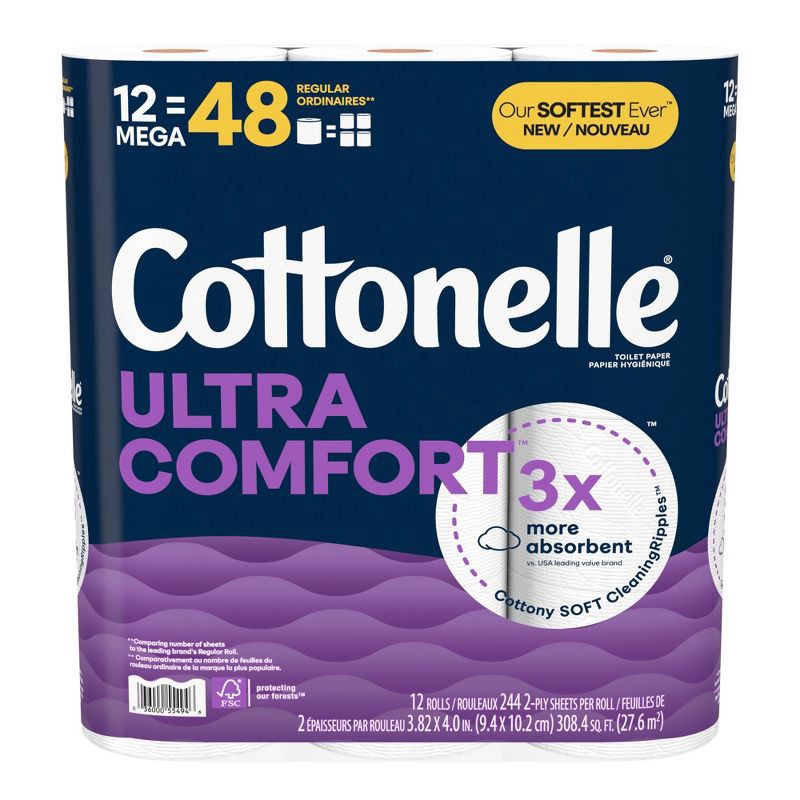 slide 2 of 11, Cottonelle Ultra Comfort Toilet Paper - 12 Mega Rolls, 1 ct