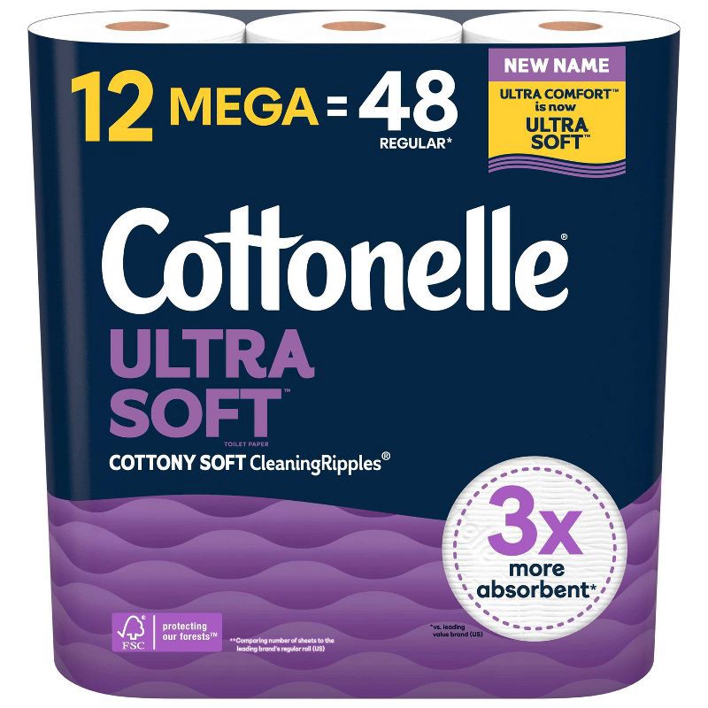 slide 1 of 8, Cottonelle Ultra Soft Toilet Paper - 12 Mega Rolls, 1 ct