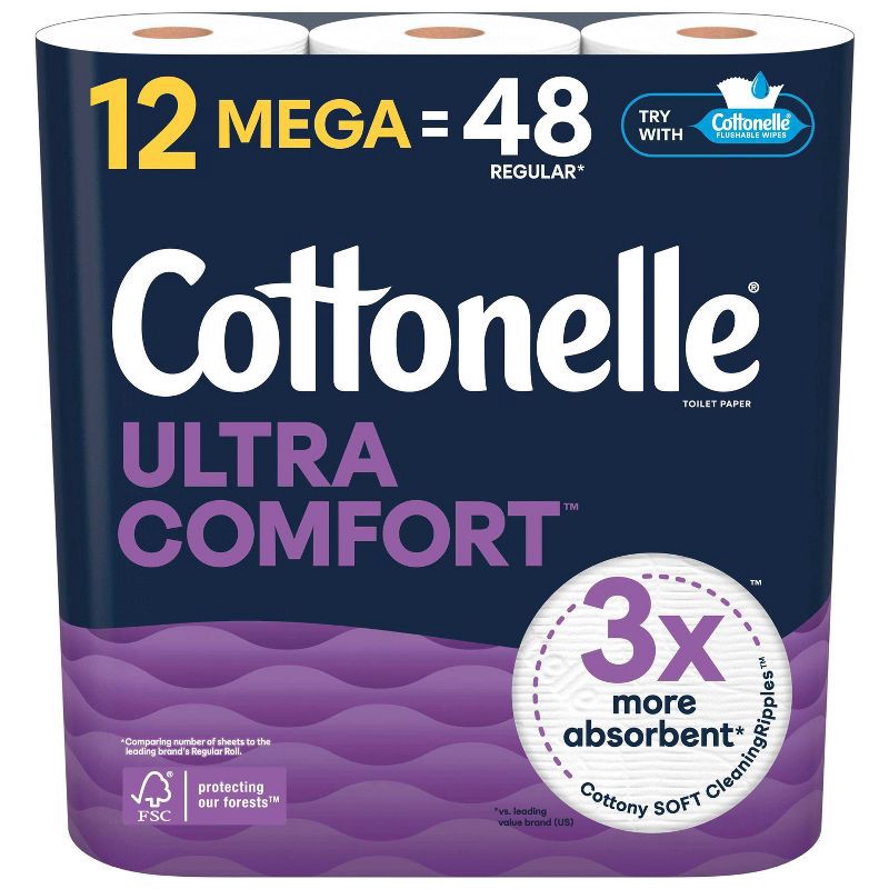slide 1 of 9, Cottonelle Ultra Comfort Toilet Paper - 12 Mega Rolls, 1 ct