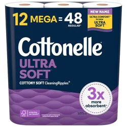 Cottonelle Ultra Soft Toilet Paper - 12 Mega Rolls