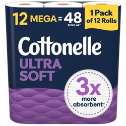 Cottonelle Ultra Soft Toilet Paper - 12 Mega Rolls