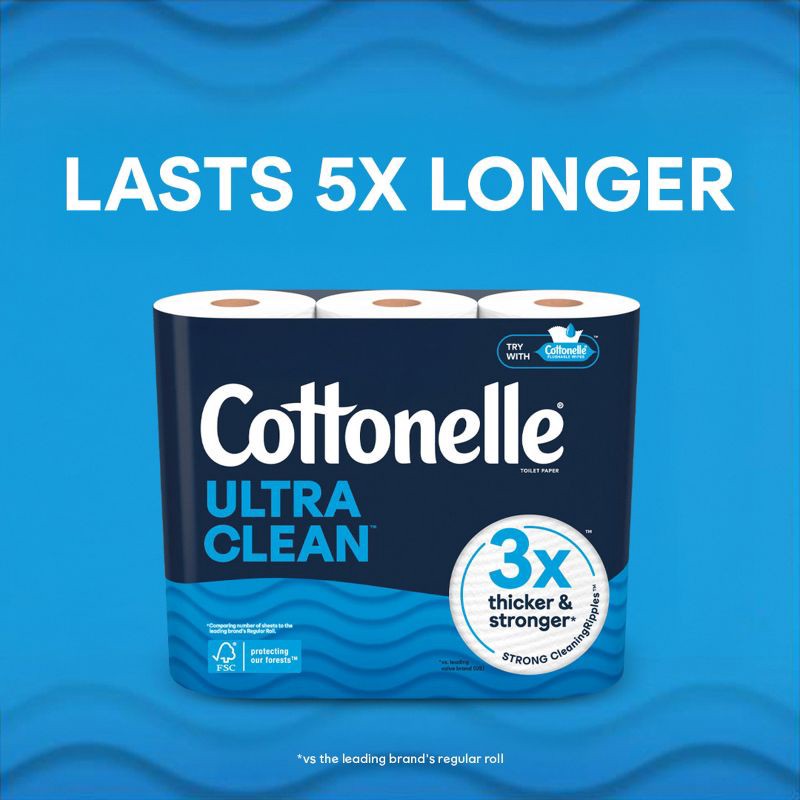 slide 3 of 9, Cottonelle Ultra Clean Strong Toilet Paper - 12 Mega Rolls, 1 ct