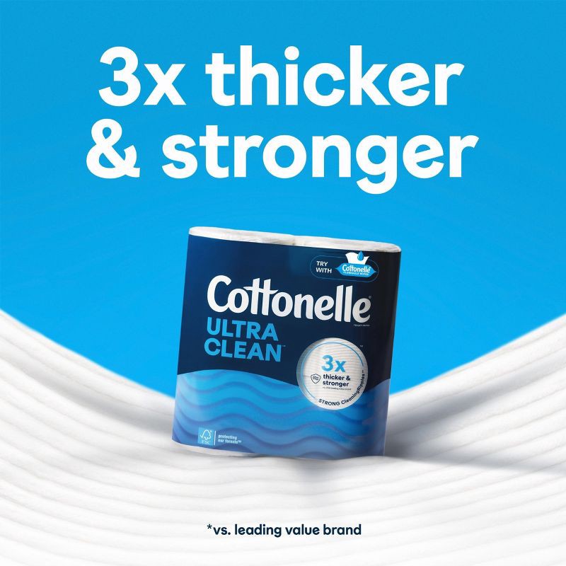 slide 4 of 10, Cottonelle Ultra Clean Strong Toilet Paper - 12 Mega Rolls, 1 ct