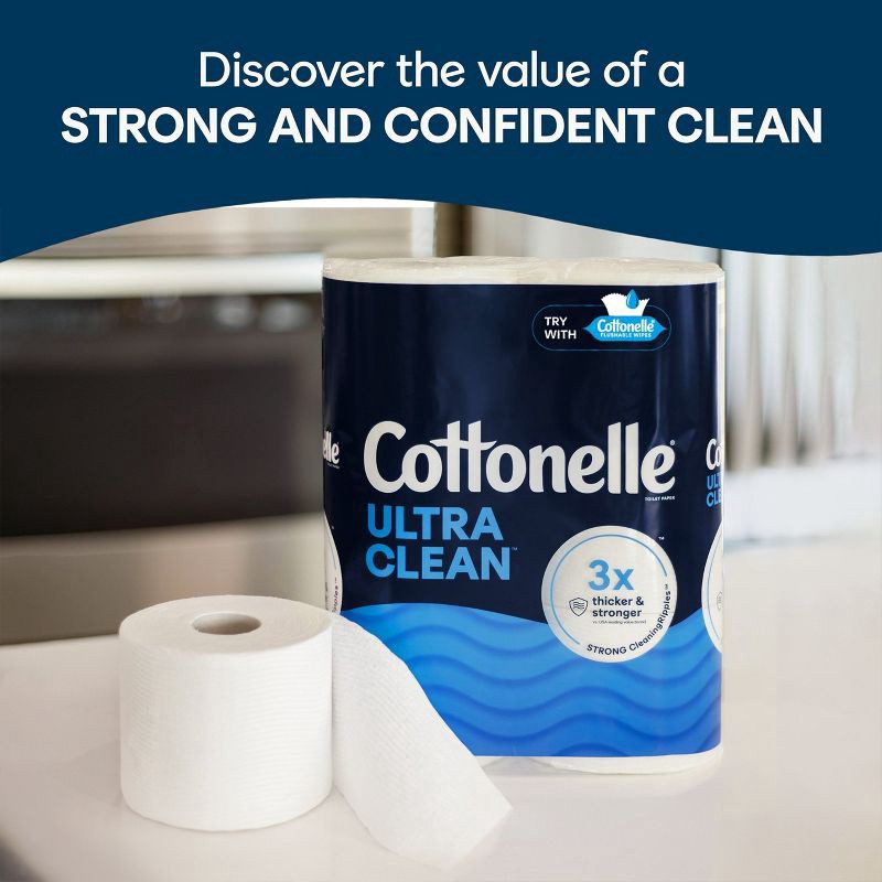 slide 6 of 10, Cottonelle Ultra Clean Strong Toilet Paper - 12 Mega Rolls, 1 ct