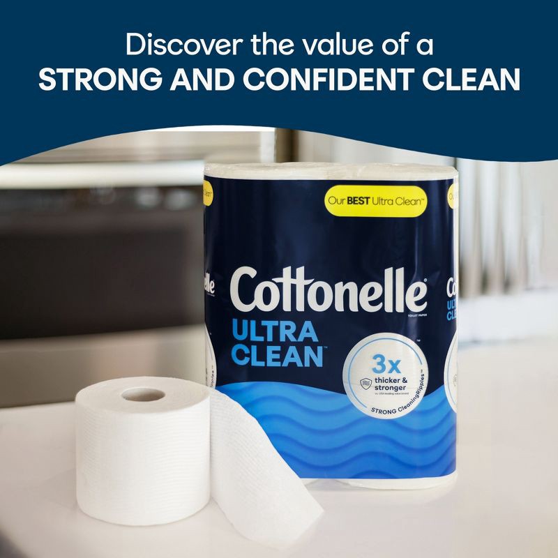 slide 7 of 10, Cottonelle Ultra Clean Strong Toilet Paper - 12 Mega Rolls, 1 ct