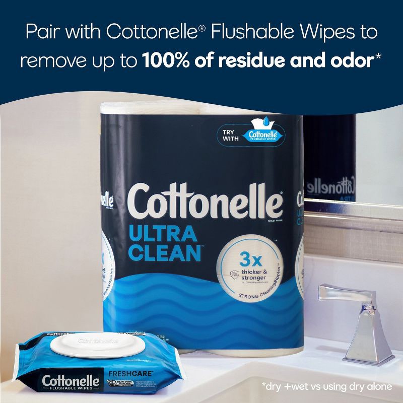 slide 7 of 10, Cottonelle Ultra Clean Strong Toilet Paper - 12 Mega Rolls, 1 ct