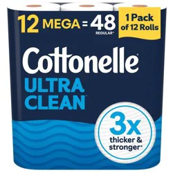 Cottonelle Ultra Clean Strong Toilet Paper - 12 Mega Rolls