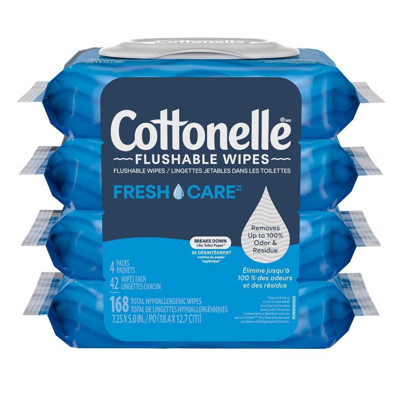 slide 2 of 8, Cottonelle Flushable Wet Wipes - 4pk/42ct, 4 ct, 42 ct