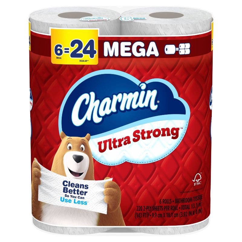 slide 13 of 16, Charmin Ultra Strong Toilet Paper - 6 Mega Rolls, 1 ct