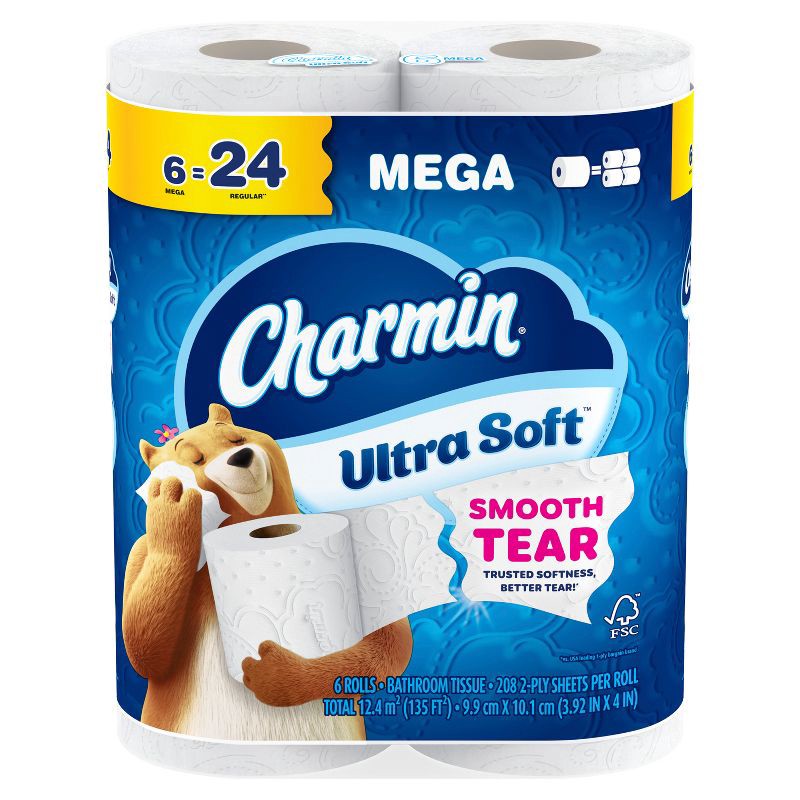 slide 14 of 16, Charmin Ultra Soft Toilet Paper - 6 Mega Rolls, 1 ct
