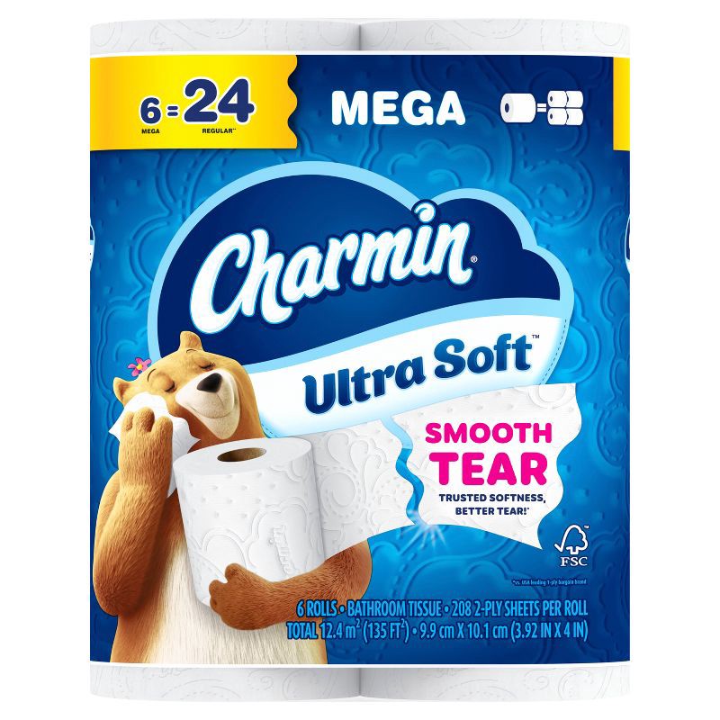 slide 15 of 16, Charmin Ultra Soft Toilet Paper - 6 Mega Rolls, 1 ct