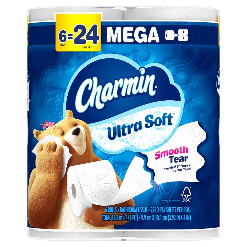 slide 8 of 13, Charmin Ultra Soft Toilet Paper - 6 Mega Rolls, 1 ct