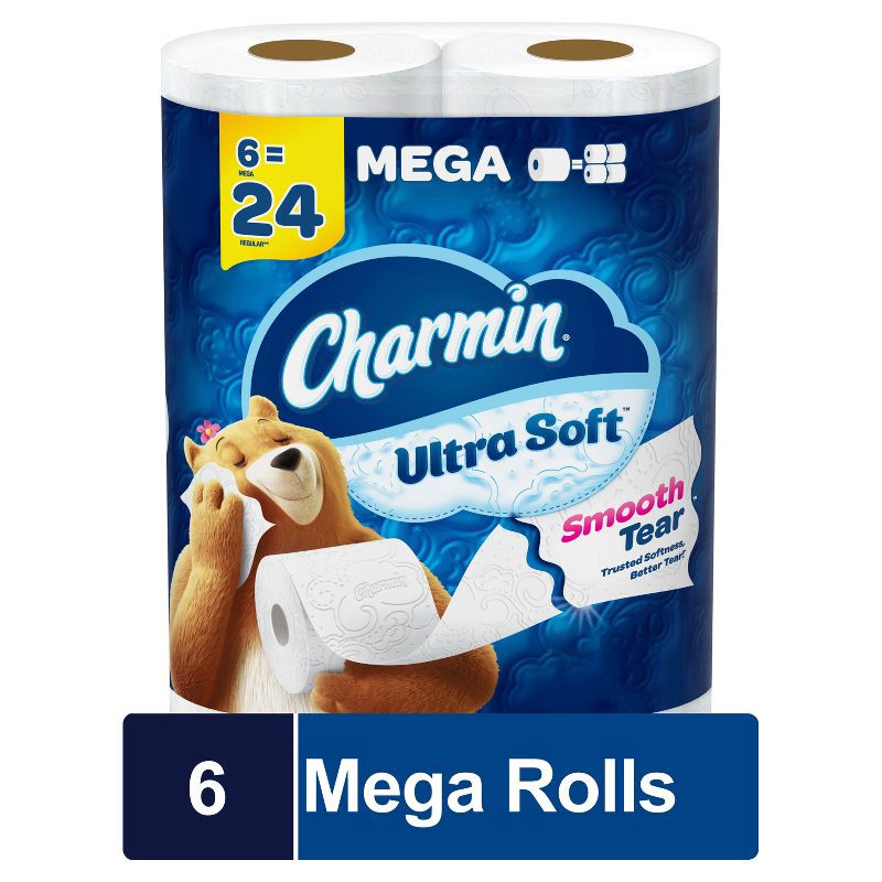 slide 1 of 13, Charmin Ultra Soft Toilet Paper - 6 Mega Rolls, 1 ct