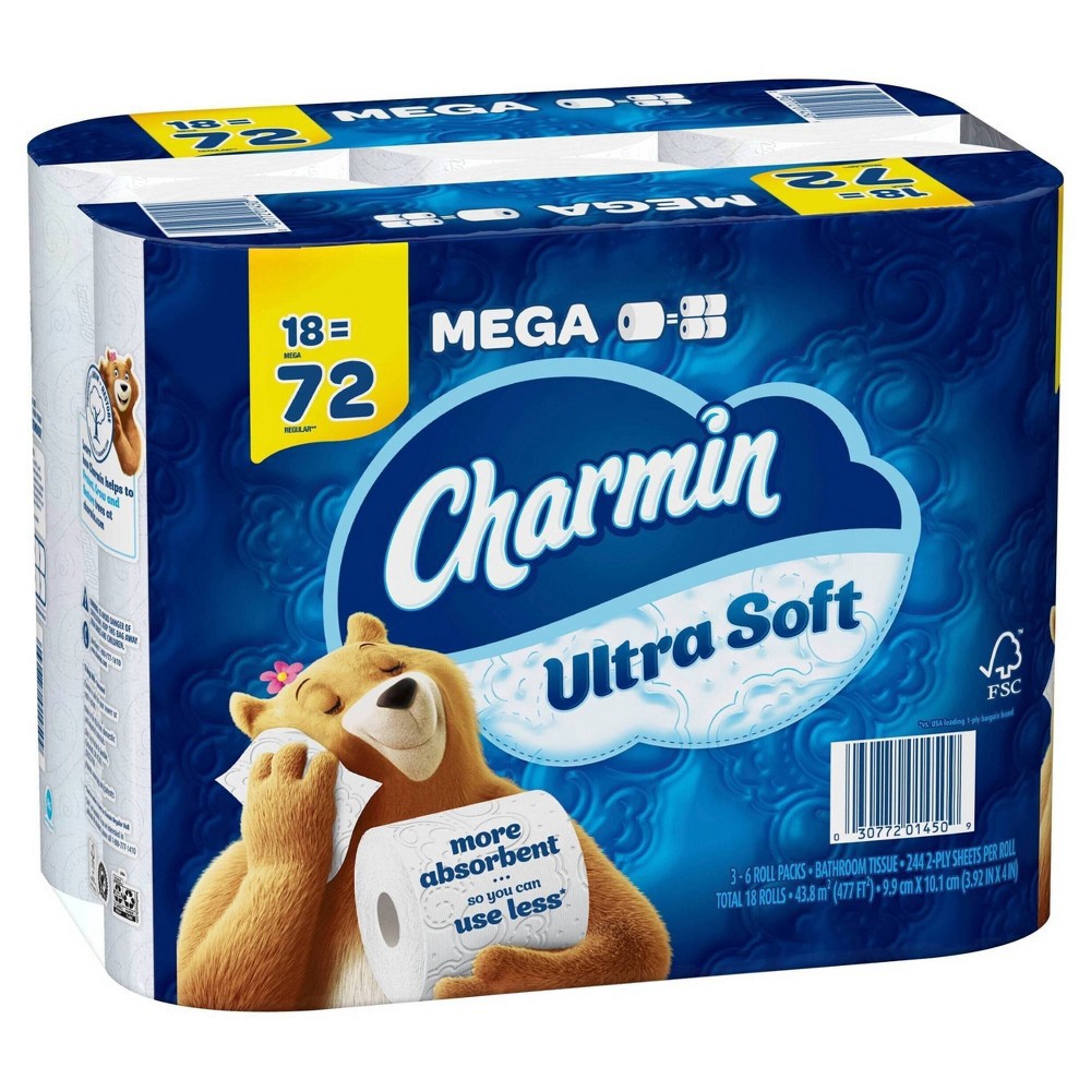 slide 3 of 6, Charmin Ultra Soft Toilet Paper - 18 Mega Rolls, 4392 ct