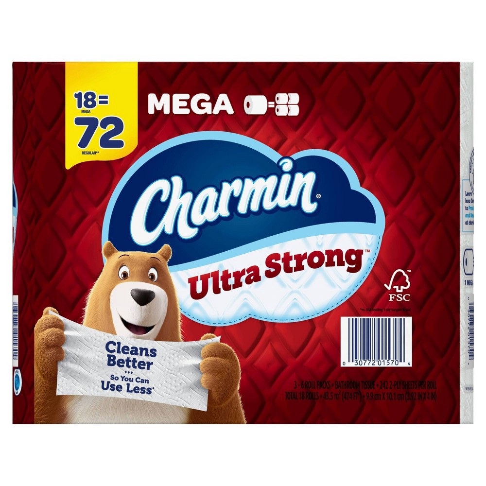 slide 3 of 5, Charmin Ultra Strong Toilet Paper Mega Rolls, 18 ct