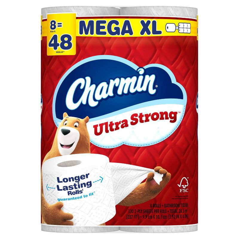 slide 14 of 15, Charmin Ultra Strong Toilet Paper - 8 Mega XL Rolls, 1 ct