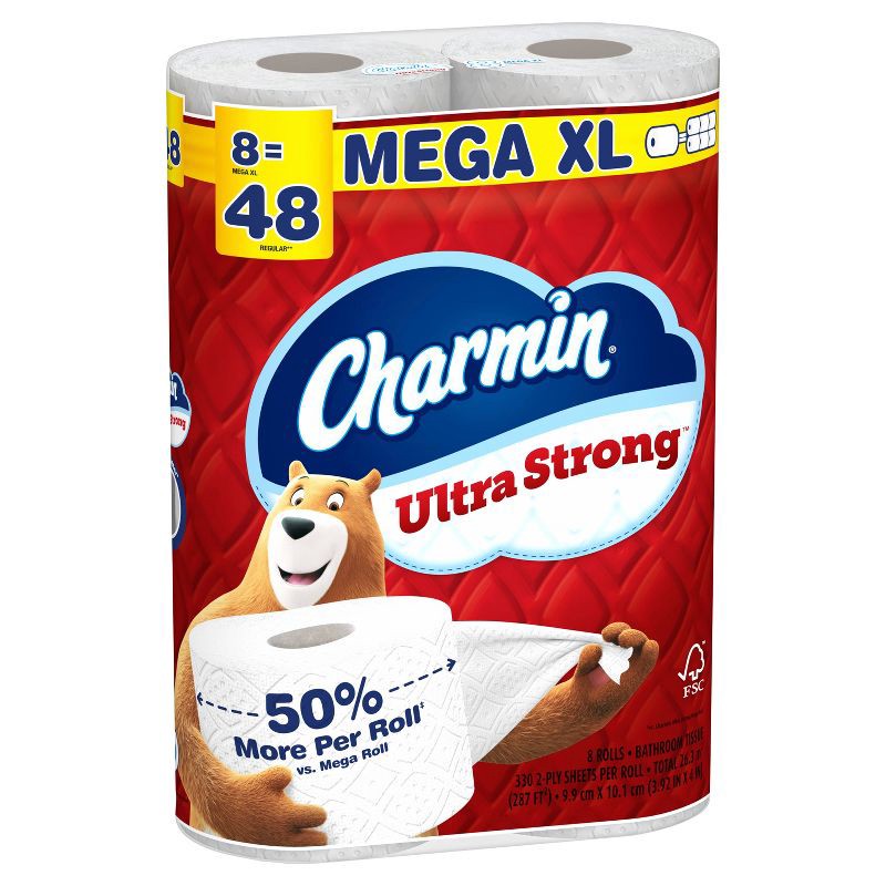 slide 14 of 17, Charmin Ultra Strong Toilet Paper - 8 Mega XL Rolls, 1 ct