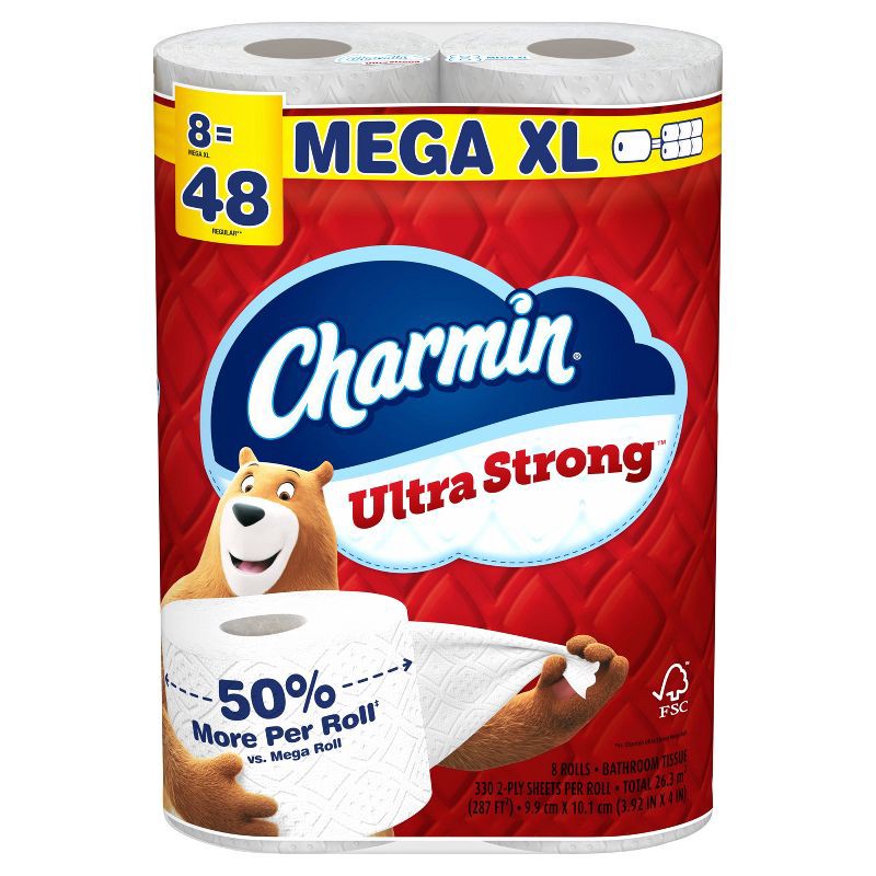 slide 11 of 17, Charmin Ultra Strong Toilet Paper - 8 Mega XL Rolls, 1 ct