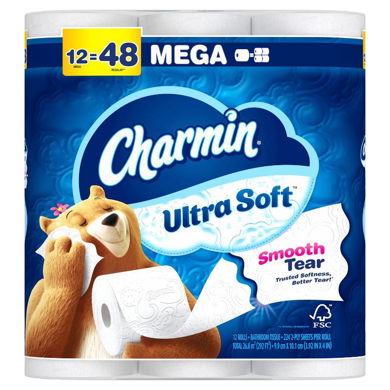 slide 1 of 15, Charmin Ultra Soft Toilet Paper - 12 Mega Rolls, 1 ct