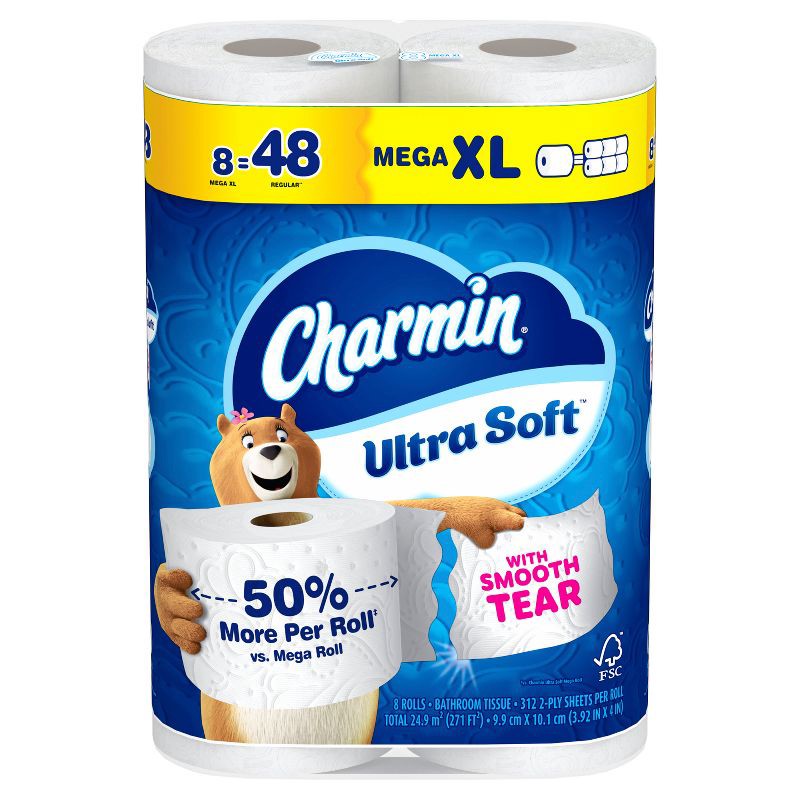 slide 14 of 16, Charmin Ultra Soft Toilet Paper - 8 Mega XL Rolls, 1 ct
