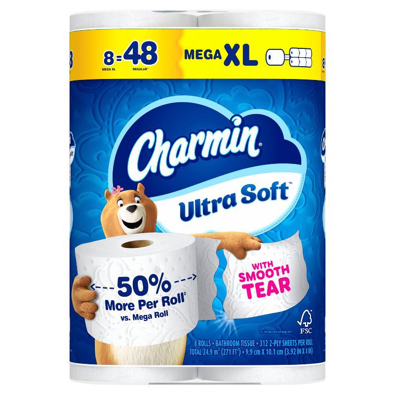 slide 15 of 16, Charmin Ultra Soft Toilet Paper - 8 Mega XL Rolls, 1 ct