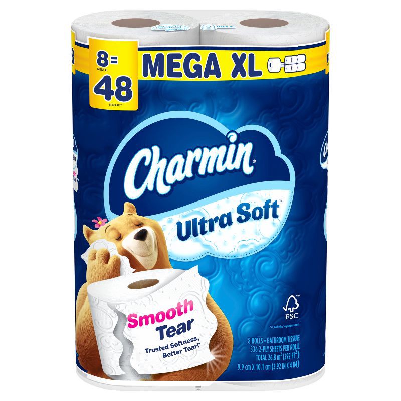 slide 1 of 15, Charmin Ultra Soft Toilet Paper - 8 Mega XL Rolls, 1 ct