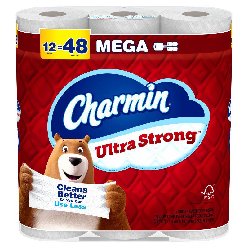 slide 3 of 16, Charmin Ultra Strong Toilet Paper - 12 Mega Rolls, 1 ct