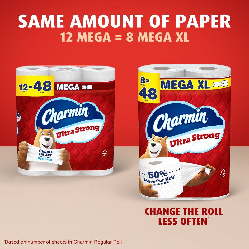 slide 5 of 16, Charmin Ultra Strong Toilet Paper - 12 Mega Rolls, 1 ct